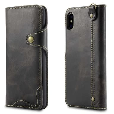 Wallet 3-kort ægte læder Apple iPhone XS Max (6,5 ")  - sort