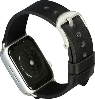 Dbramante Bornholm Apple Watch 42-45 mm læderrem (sort/sølv)