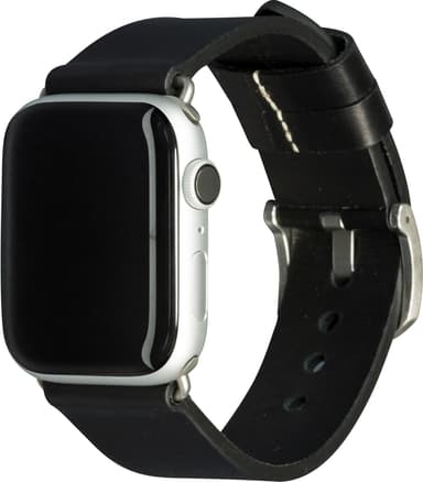 Dbramante Bornholm Apple Watch 42-45 mm læderrem (sort/sølv)