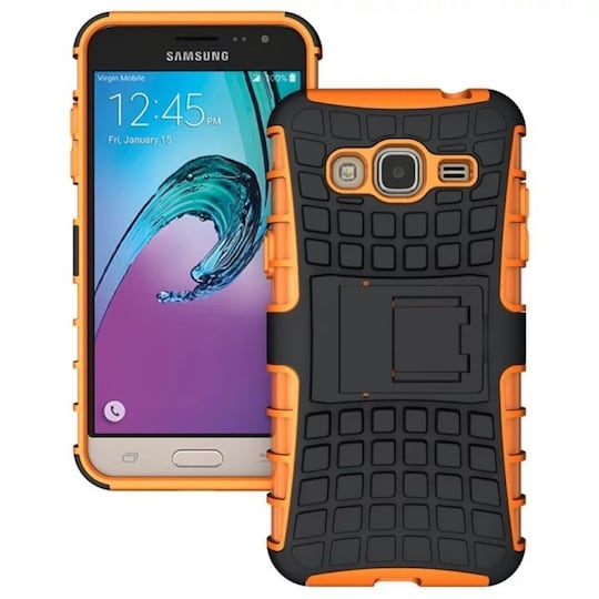 Stødfast Cover med stativ Samsung Galaxy J3 / J3 2016 (SM-J300 / J320F) : farve - appelsin