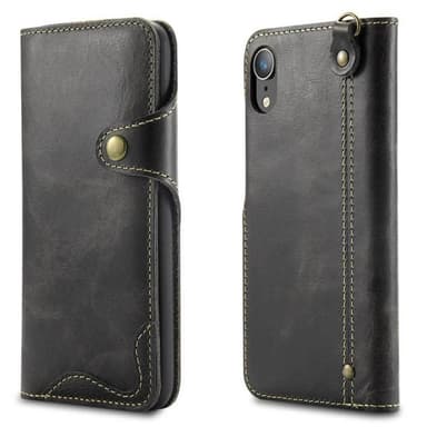 Wallet 3-kort ægte læder Apple iPhone XR (6,1 ")  - sort