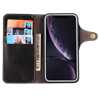 Wallet 3-kort ægte læder Apple iPhone XR (6,1 ")  - sort