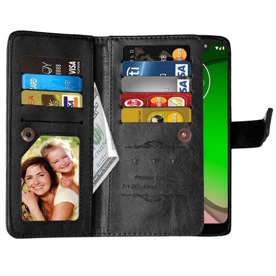 Dobbelt Flip Flexi 9-kort Motorola Moto G7 Play (XT1952)  - sort
