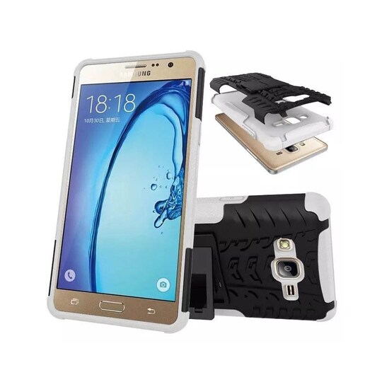Stødfast Cover med stativ Samsung Galaxy On7 (SM-G600F) : farve - hvid