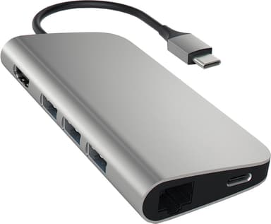 Satechi USB-C Multi-Port med Ethernet-adapter (space gray)