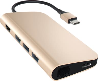 Satechi USB-C Multi-Port med Ethernet-adapter (guld)