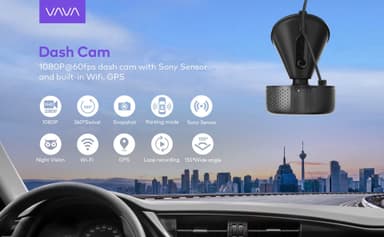 Vava 1080p Dash Cam med Wifi og GPS kontrol