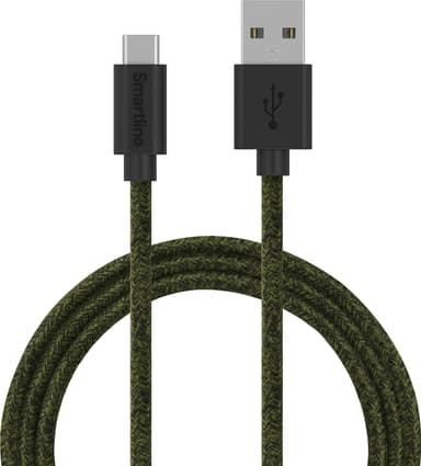 Smartline USB-A til USB-C flettet kabel 2 m (mørkegrøn)