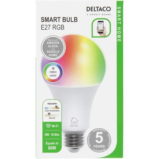Deltaco E27 smart-pære (RGB)