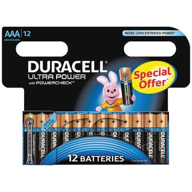 Duracell Ultra Power AAA Alkaline batterier 12 stk.