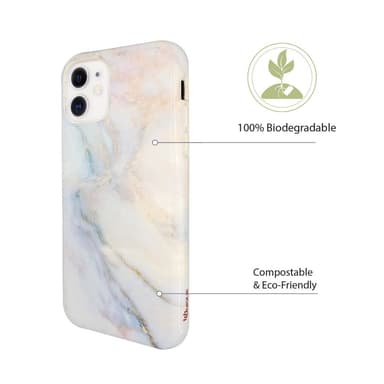 Miljøvenligt iPhone 11 trykt etui - White marble