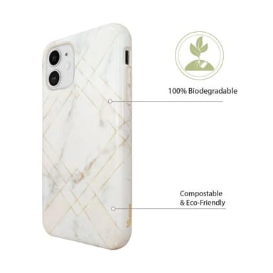 Miljøvenligt iPhone 11 trykt etui - White marble
