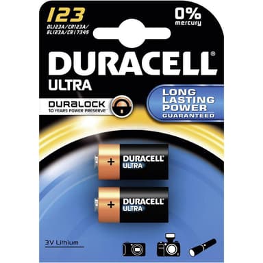 Duracell batteri Ultra Photo CR123A - 2 i pakke