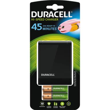 Duracell AA/AAA oplader + 4 x genopladelige batterier