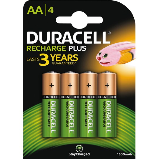 Duracell Recharge Plus AA 1300mAh batteri - 4 stk