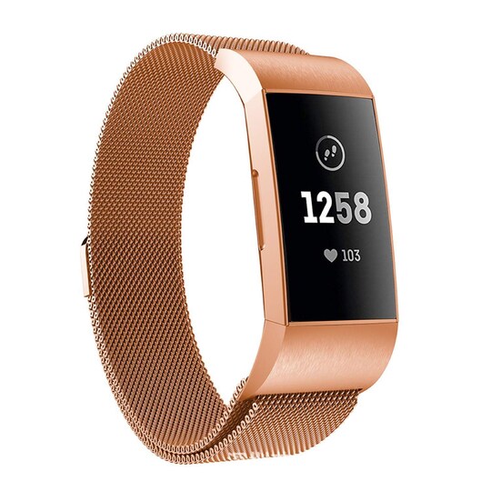 Fitbit Charge 3/4 armbånd Milanese loop Rose guld (S)