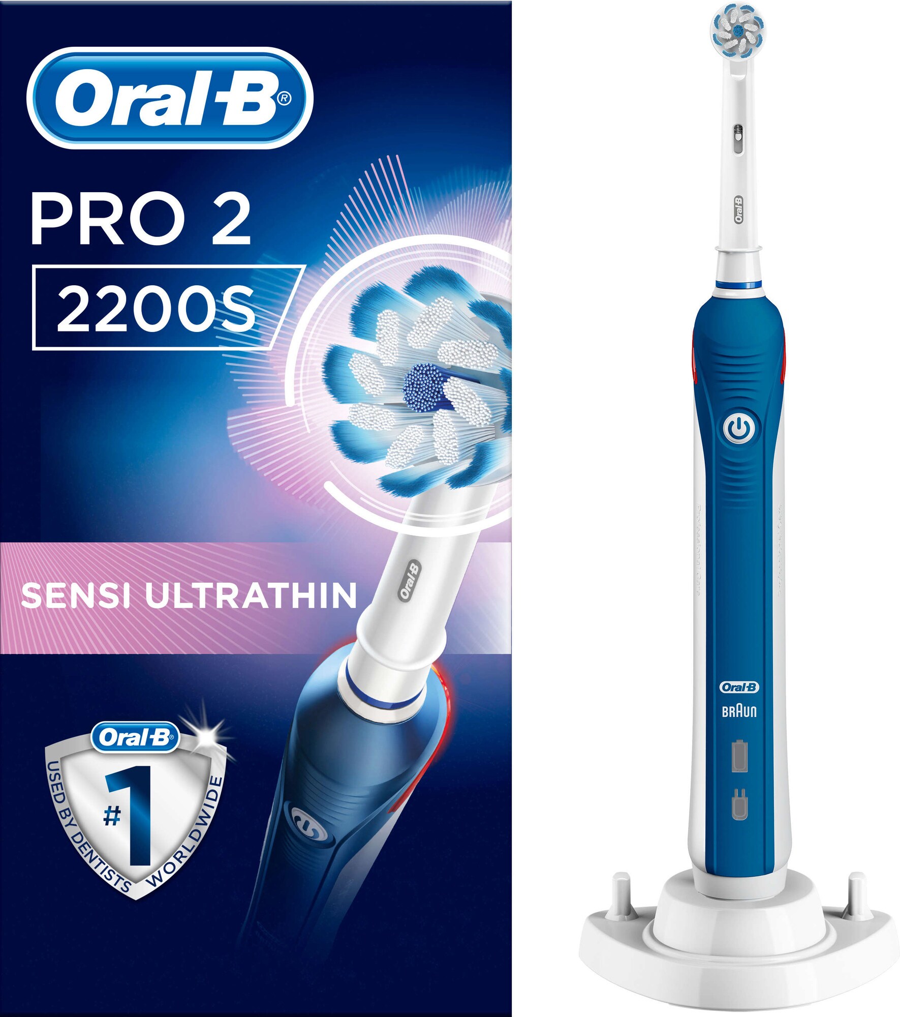 Oral-B Pro-2 2200S elektrisk tandbørste (blå/hvid) thumbnail