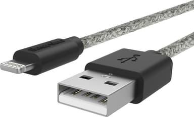 Smartline USB-A til Lightning flettet kabel 2 m (grå)