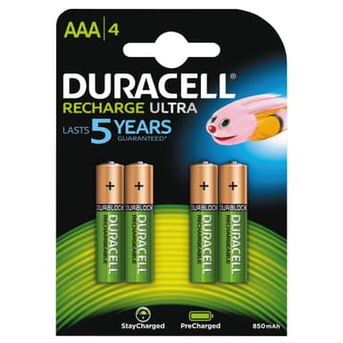 Duracell Recharge Ultra AAA Alkaline-batterier - 4-pak