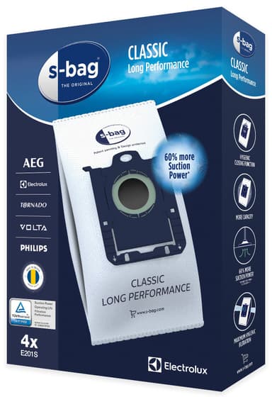 S-bag Classic Long Performance støvsugerposer E201S til Electrolux/Philips