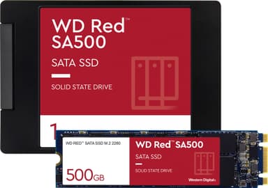 WD Red 2,5" 1 TB SATA SSD & WD Red SA500 500 GB M.2 SATA SSD-lagring