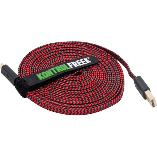 KontrolFreek USB gaming-kabel til PS4 og Xbox One (rød/sort)