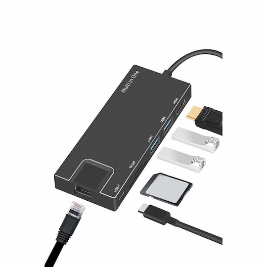 administration på vegne af anklageren 8-port USB-C-hub med HDMI, Ethernet, USB, SD / TF-kort | Elgiganten