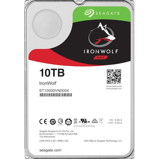 Seagate IronWolf 3,5" intern HDD til NAS (10 TB)