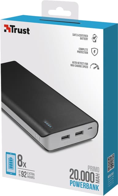 Trust Primo 20.000 mAh powerbank (sort)