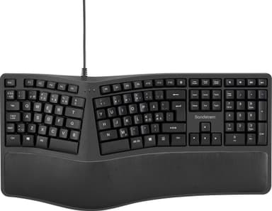 Sandstrøm ergonomisk tastatur med ledning