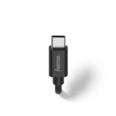 HAMA Lader 12V USB-C 2,4A Fast Kabel 1m Sort