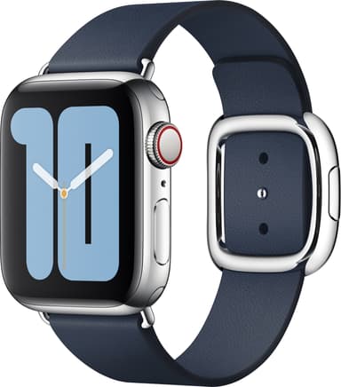Apple 40 mm moderne læderrem med spænde - lille (deep sea blue)