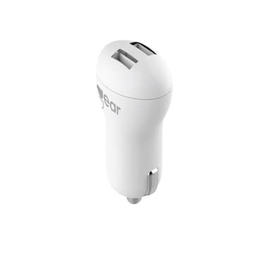 GEAR Lader 12/24V 2xUSB 2,4A USB-C 2.0 Kabel Rund 1m gen2 Hvid