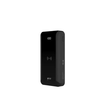 GEAR Powerbank 10.000mAh LiPolymer 5W-Qi 3A 1xUSB-C 2xUSB-A 1xMicroUSB LEDindikator Sort