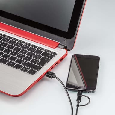 HAMA Synkkabel MicroUSB USB-C 2i1 1.0m Sort