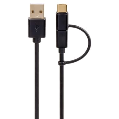 HAMA Synkkabel MicroUSB USB-C 2i1 1.0m Sort