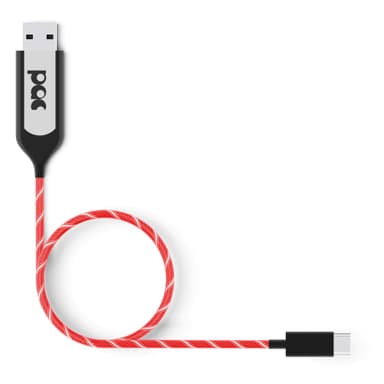 PAC Ladekabel USB-C 1m Rød LED Belyst Kabel