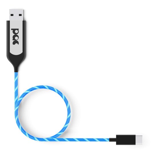 PAC Ladekabel USB-C 1m Blå LED Belyst Kabel
