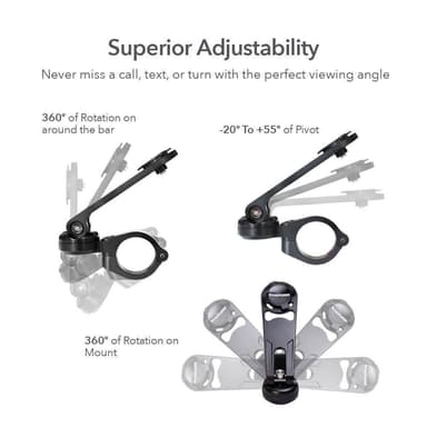 ROKFORM Mobilholder MC Handlebar Mount Sort 22,2-31,75mm Styrmontering T6 Aircraft Aluminum