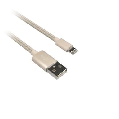 KIT Premium Synkkabel Lightning 1,0m Flettet Guld MFI