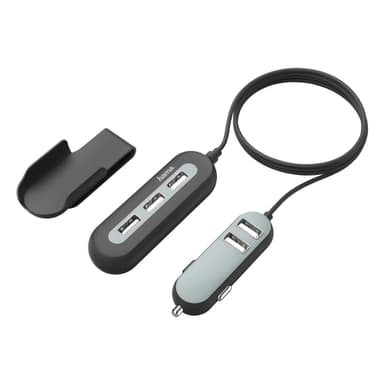 HAMA Lader 12V 2+3xUSB 10A Til For- og Bagsæde