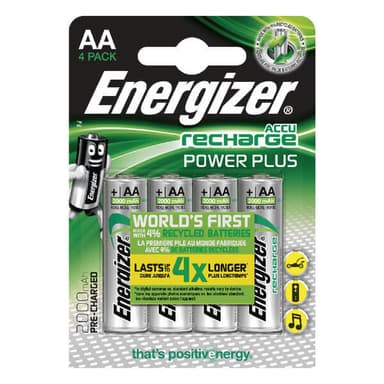ENERGIZER Batteri AA/LR6 Power Plus Ni-Mh 2000mAh 4-pak