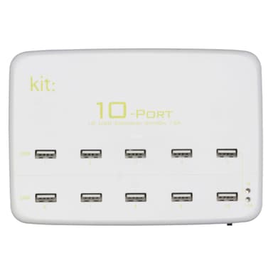 KIT Lader 220V 10xUSB 12A Hvid Bordlader