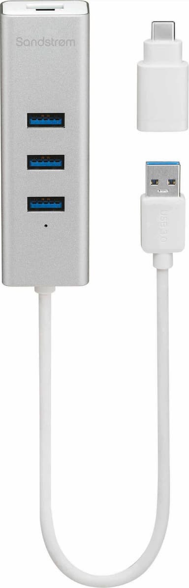 Sandstrøm USB 3.0 hub med Gigabit LAN port