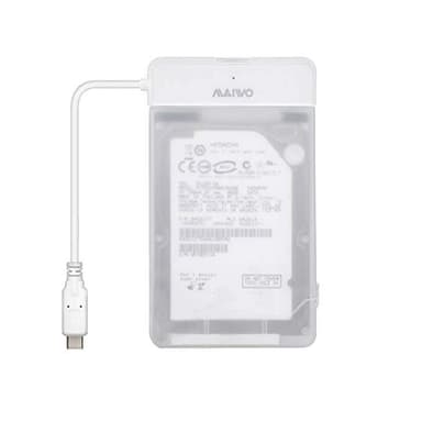 Maiwo K104G1 5Gbps USB3.1 Gen1 til 2,5 "HDD / SSD 12.5mm SATA III adapter med 10cm C USB-kabel og gennemsigtig plast kabinet