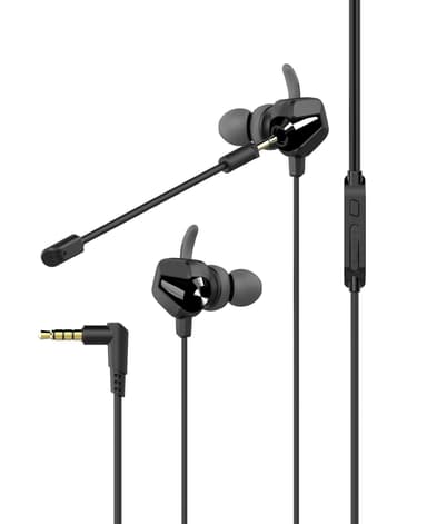NÖRDIC headset med aftagelig og fleksibel mikrofon og volumenkontrol 3,5 mm stereo sort