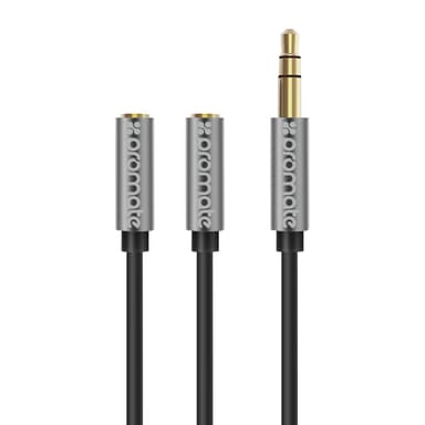 Promate AUXKIT universelle stereo lydkabel, stereo Y-splitter og stereo audio kabel extender 3 i 1 sæt 1m sort