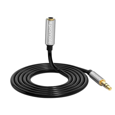 Promate AUXKIT universelle stereo lydkabel, stereo Y-splitter og stereo audio kabel extender 3 i 1 sæt 1m sort