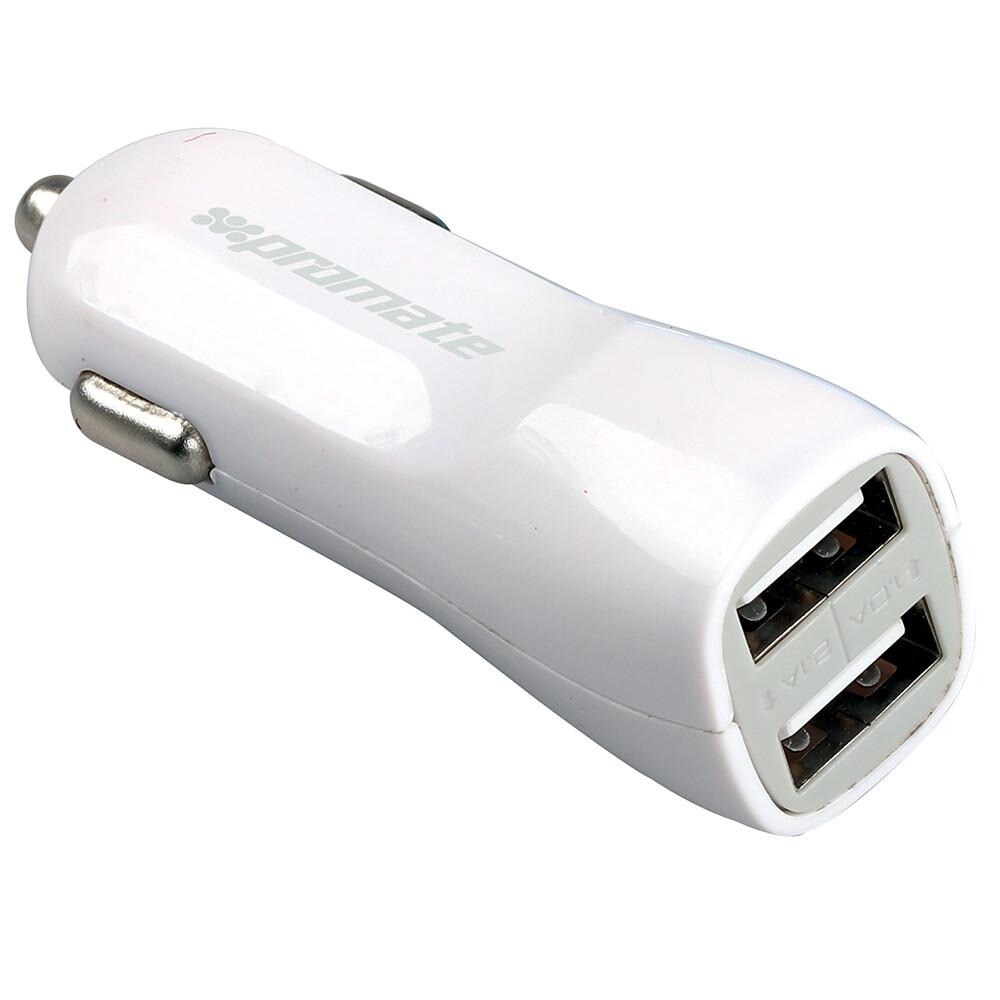 Promate VIVID.WHITE oplader dobbelt USB-porte En 5V / alt sort Input DC | Elgiganten