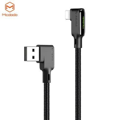Mcdodo CA-7510 Lightning (Ikke-MFI er) til USB A vinklet kabel med LED 1,2m sort